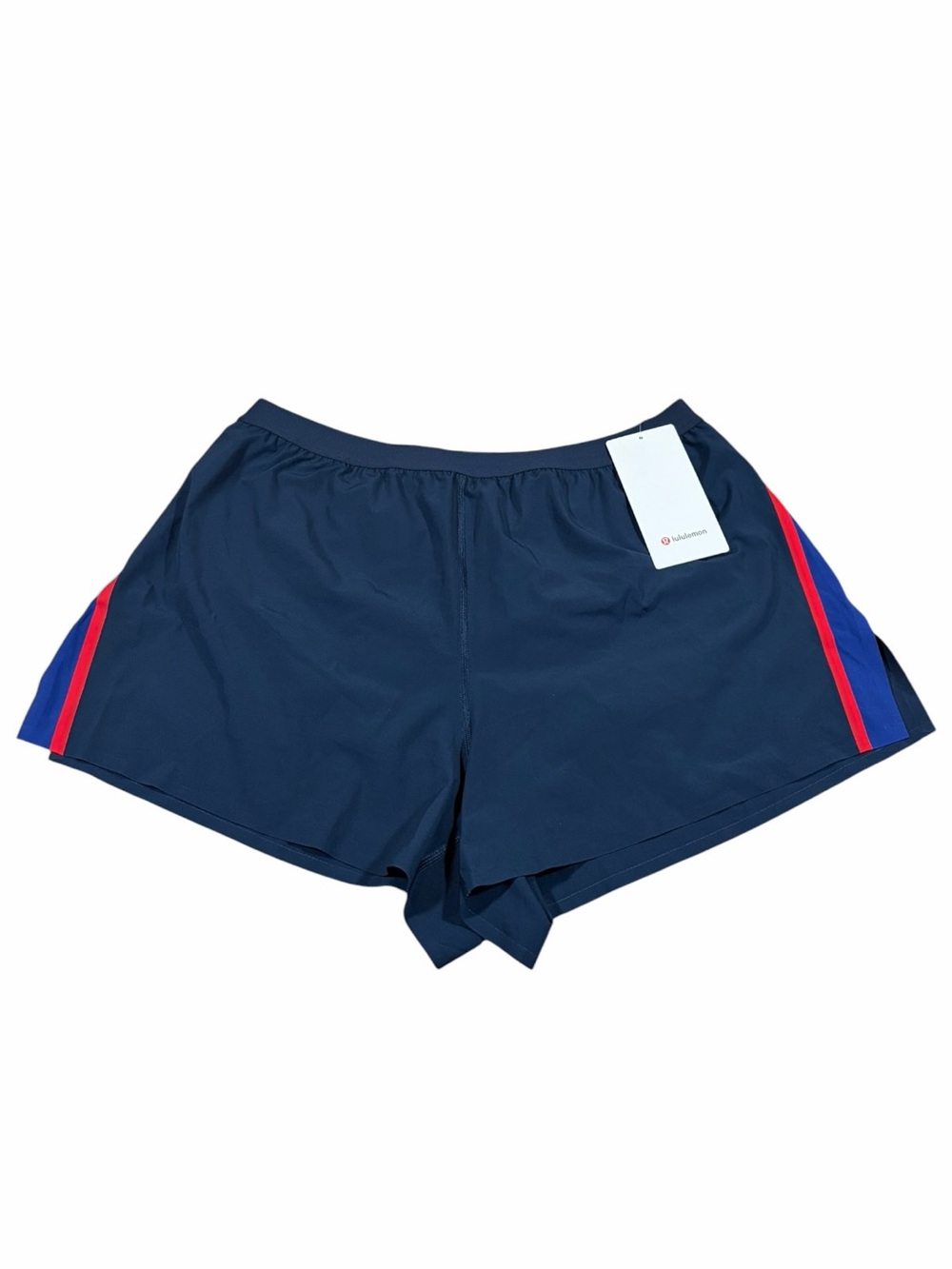 NWT Lululemon High-Rise Split Short 3” *Stripe True Navy/Club Blue/Oxford Red XL
